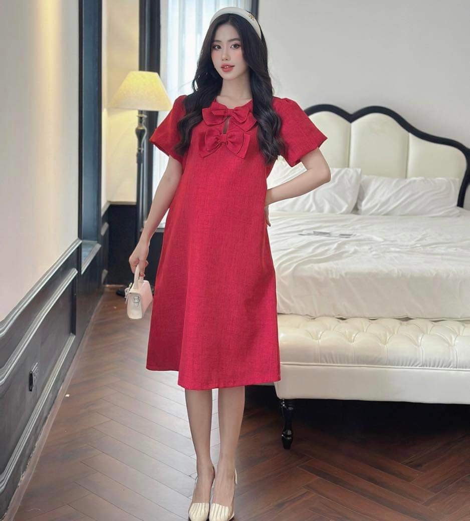 Đủ size từ 45-100kg, Váy bầu bigsize chất đũi nhật siêu mát