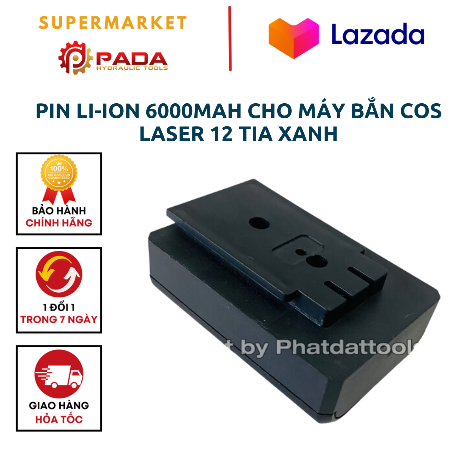 Pin li-ion 6000mah cho máy bắn cos laser 12 tia xanh