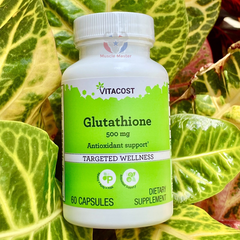 Viên uống hỗ trợ trắng da, thải độc gan vitacost glutathione 500mg 60 viên