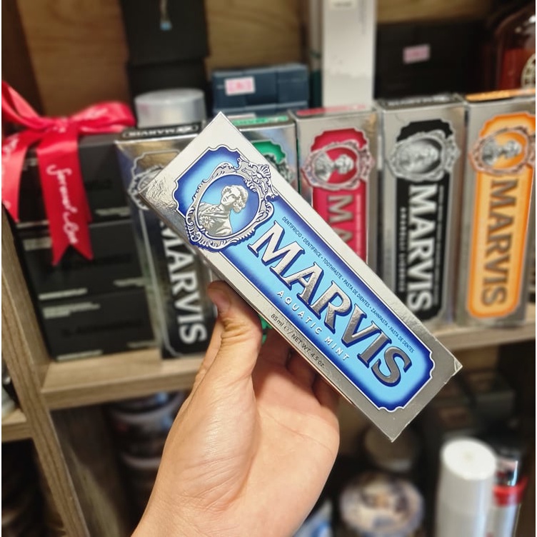 [CHÍNH HÃNG] Kem Đánh Răng Marvis Acquatic Mint 85ml cao cấp Ý - Marvis Màu Xanh Nước Biển Hương Bạc Hà Vị Dưa Gang