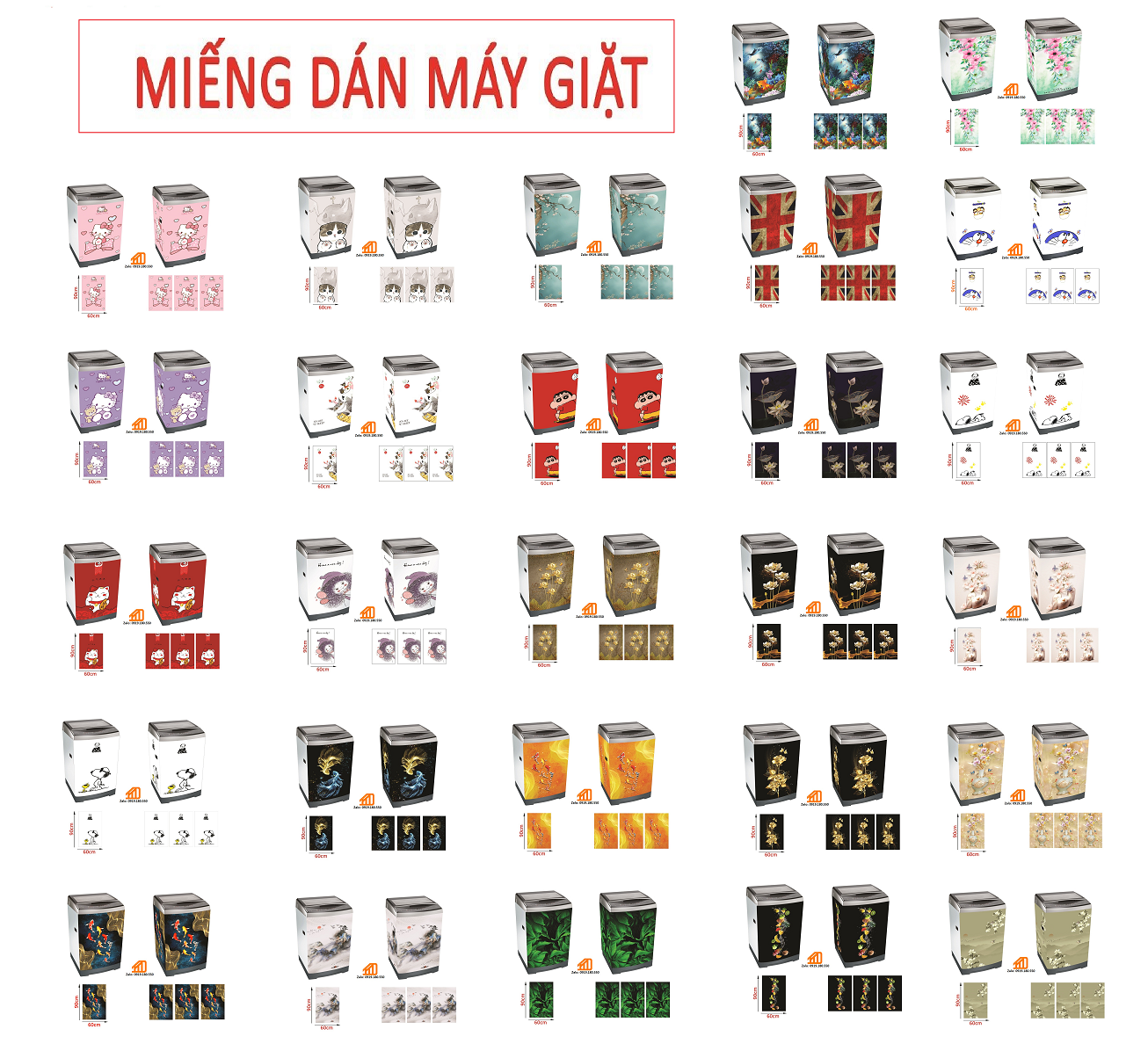 DECAL DÁN MÁY GIẶT KHỔ 60x90 CM - TỦ LẠNH MINI - THUTHAODECOR