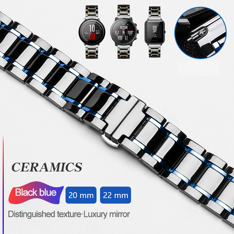 Dây đồng hồ gốm cho Amazfit Stratos 2 dây đeo đồng hồ thông minh 20mm 22mm chất lượng cao cho AMAZFIT Pace/Amazfit Bip - INTL