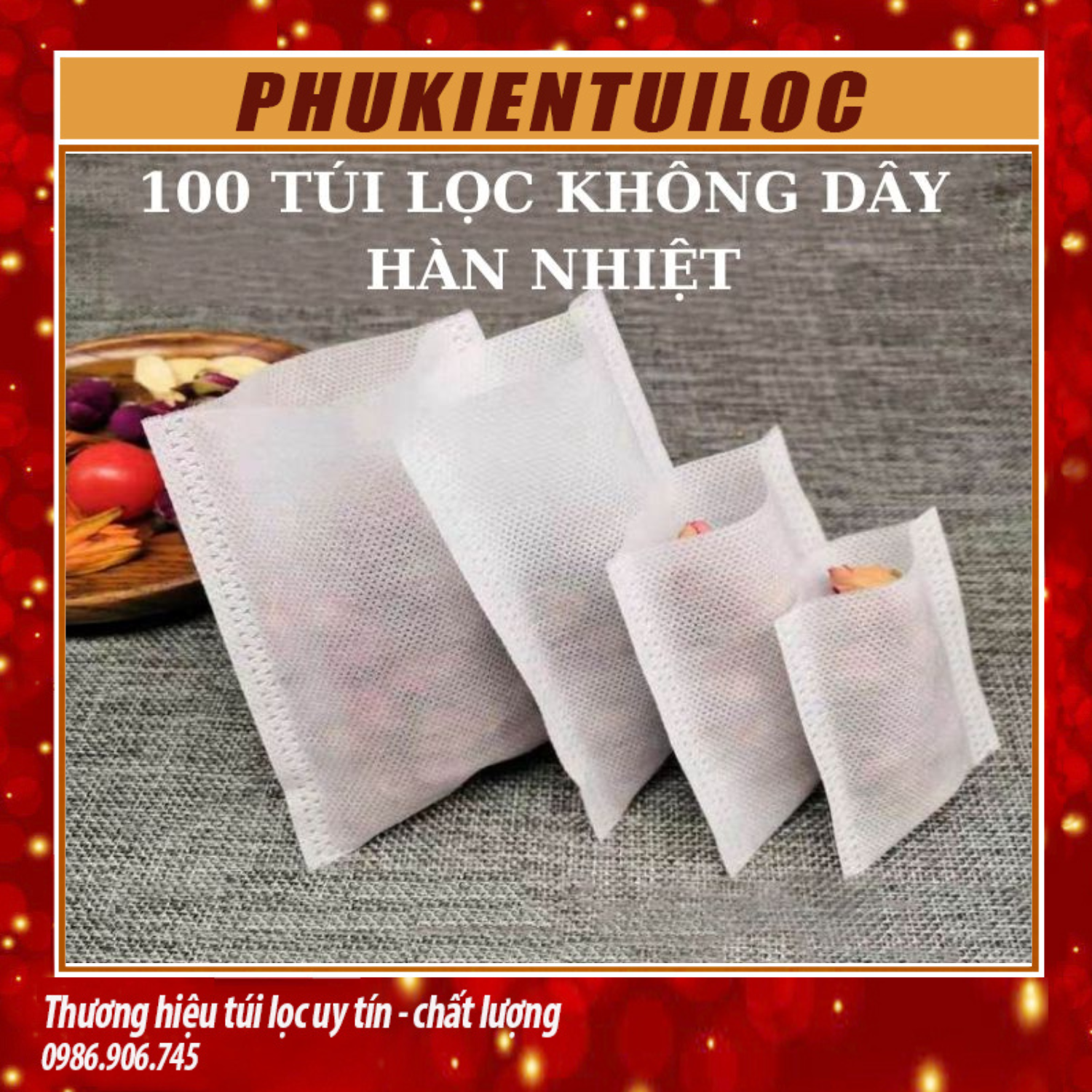Túi lọc vải không dệt không dây hàn nhiệt 100 túi- Đủ kích thước -Phukientuiloc