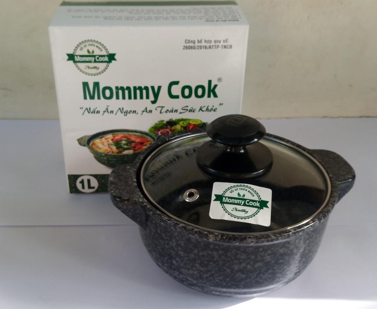 Nồi sứ sâu vân đá hoa cương MommyCook từ 1.0 lít đến 2.5 lít.Tặng 5 muỗng inox