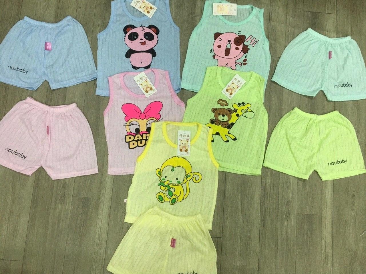 COMBO 5 BỘ BA LỖ noubaby bé trai  bé gái chất 100% cotton mịn mát size từ 4-16kg