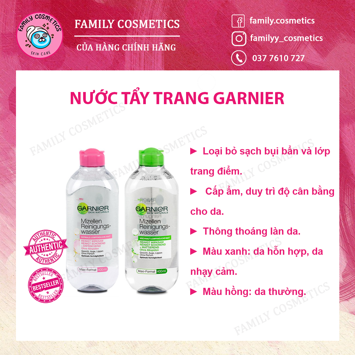 Nước tẩy trang garnier pháp 400ml