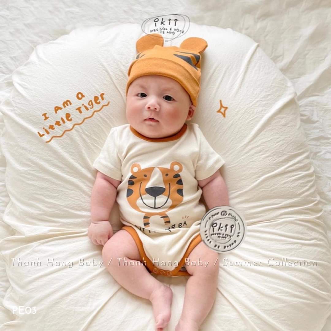 Set body kèm mũ 2 chi tiết cực hot in hình thú siêu đáng yêu cho bé (5-10kg)