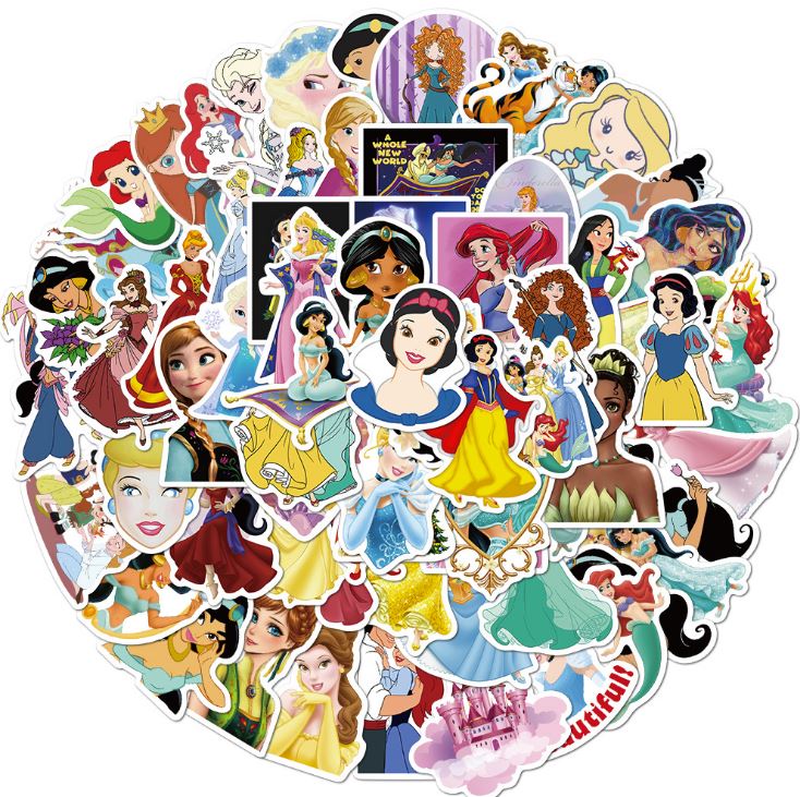 [HCM]Bộ Sticker CÔNG CHÚA decal hình dán chống nước trang trí xe laptop nón bảo hiểm vali #112