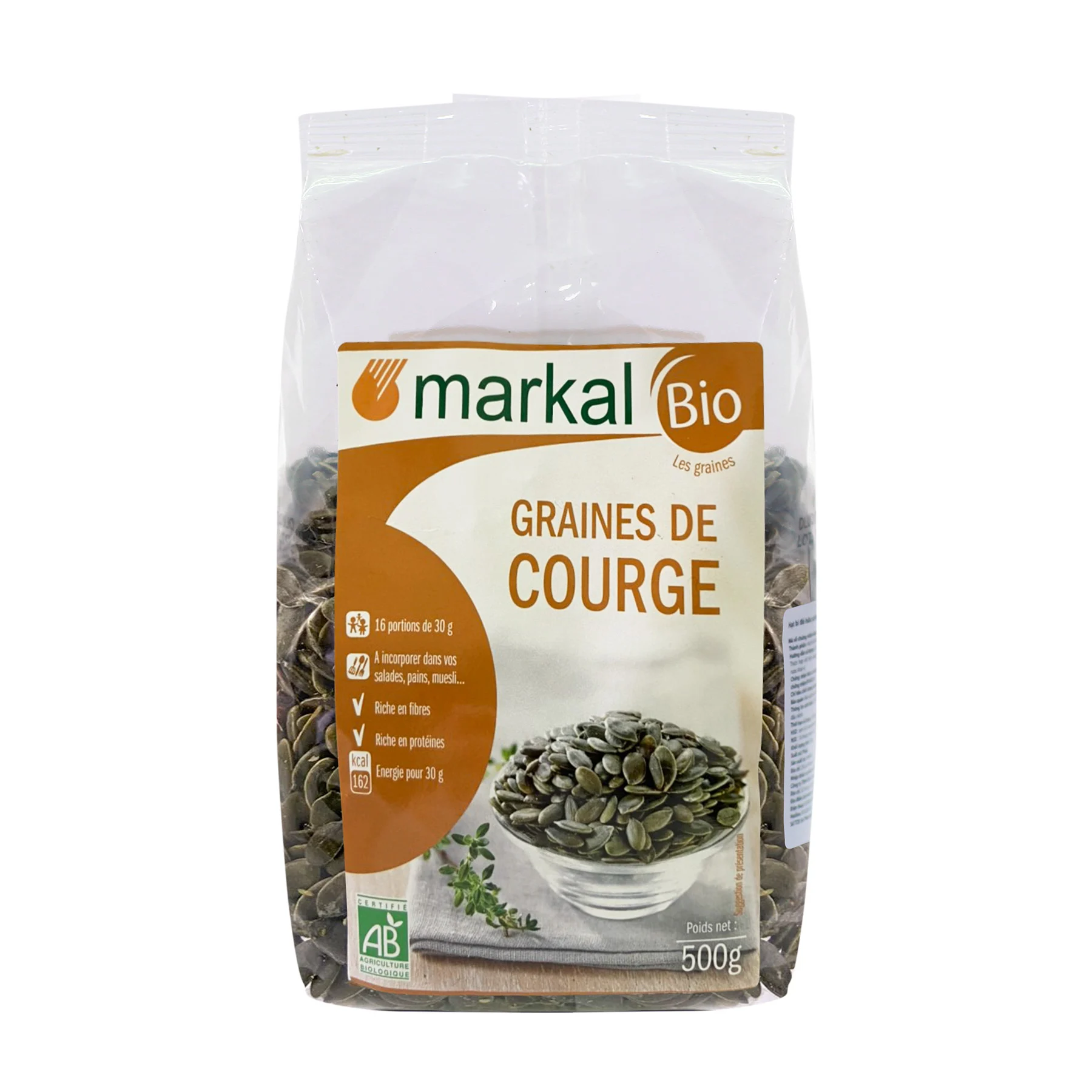 Hạt bí hữu cơ markal 500g - leaf organic hcm