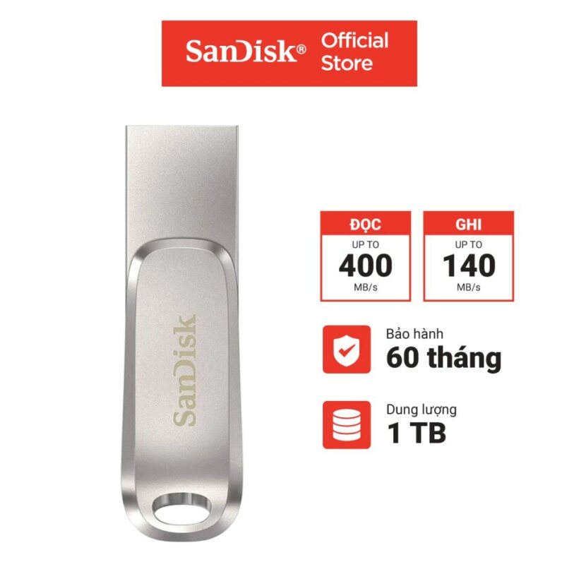 USB 3.2 Sandisk Ultra Dual Drive Luxe 512GB - 1TB 400MB/s OTG Type-C DDC4