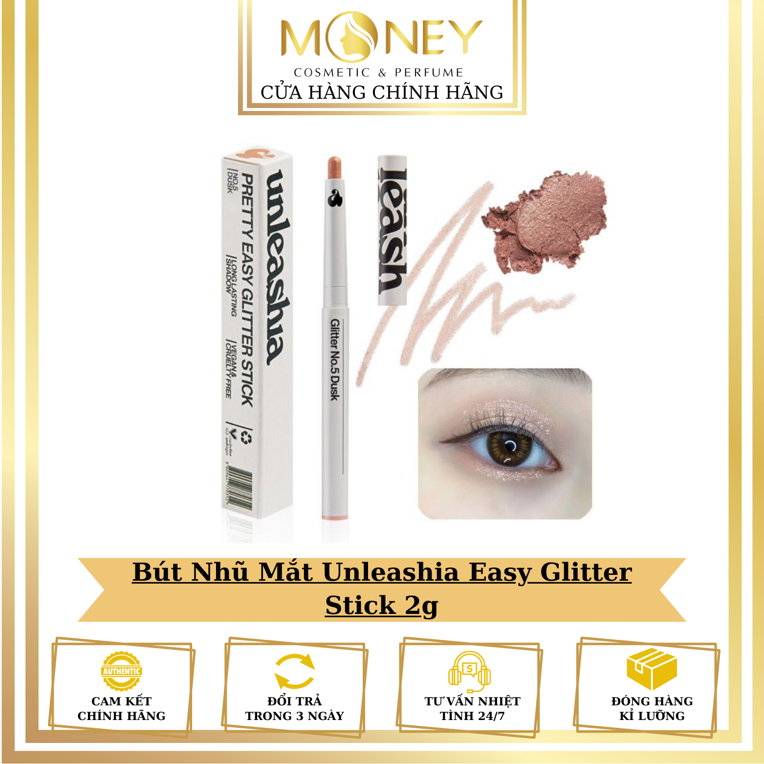 Bút Nhũ Mắt Unleashia Easy Glitter Stick 2g