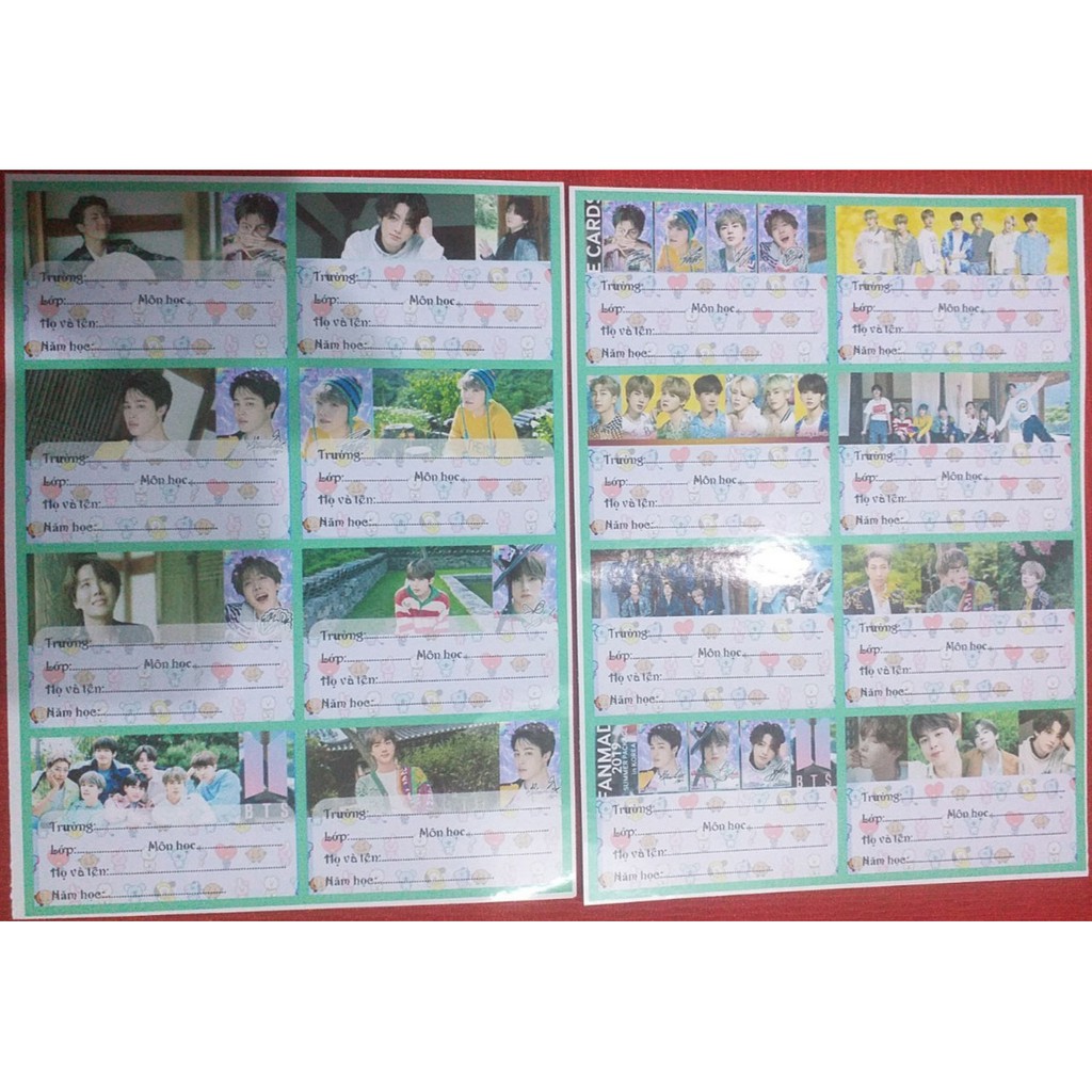 NHÃN VỞ BTS MẪU MỚI NHẤT