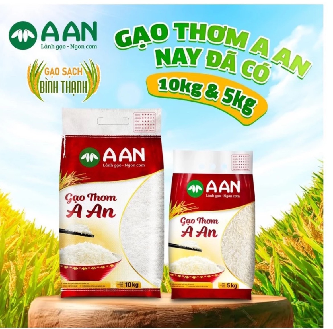 Gạo Thơm  A An Túi 5kg ( mền dẻo vừa thơm nhẹ )