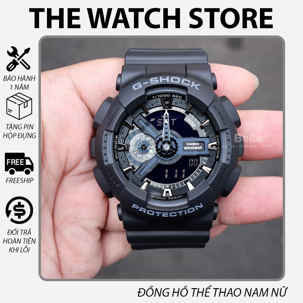 Đồng hồ thể thao nam nữ G Shock GA-110-1B điện tử chống nước - Bảo hành 12 tháng
