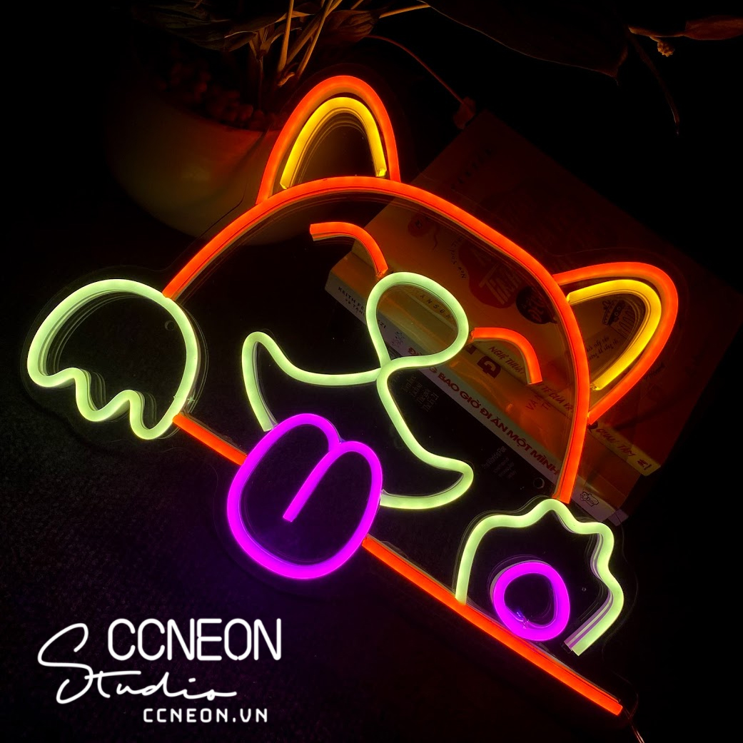Đèn trang trí phòng led neon sign hình cún cute