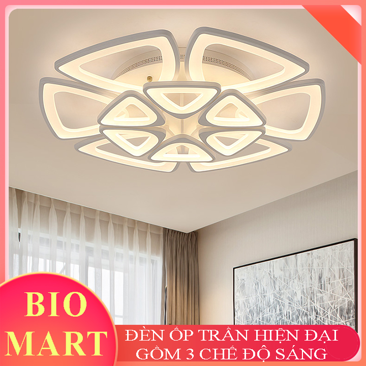 Đèn Ốp Trần Trang Trí – Đèn Áp Trần Trang Trí Phòng Khách, Gồm 3 Chế Độ Ánh Sáng, Có Điều Khiển Từ Xa Tiện Dụng – BIO132