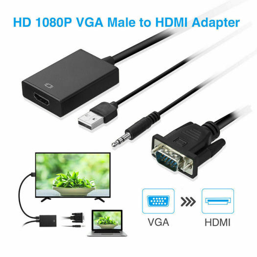 Cáp chuyển đổi VGA sang HDMI Có Audio - Hàng chất lượng - VGA TO HDMI