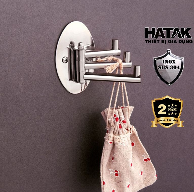 [INOX 304] Móc chia treo quần áo inox 304 3 chia,móc treo nón, móc treo chìa khóa HATAR