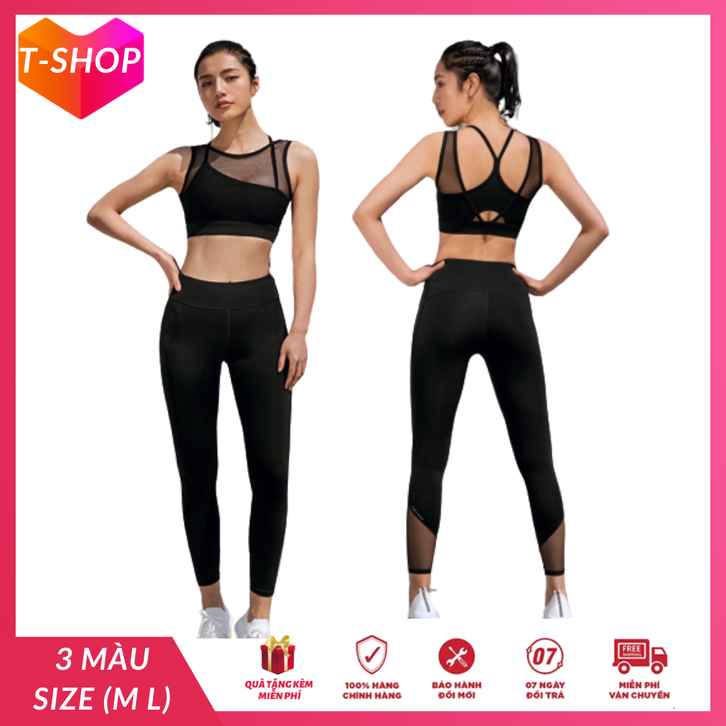 [HCM]Set bộ đồ tập yoga nữ phối lưới cao cấp siêu hot hàng quảng châu quần áo tập yoga ôm chuẩn phom-BN031