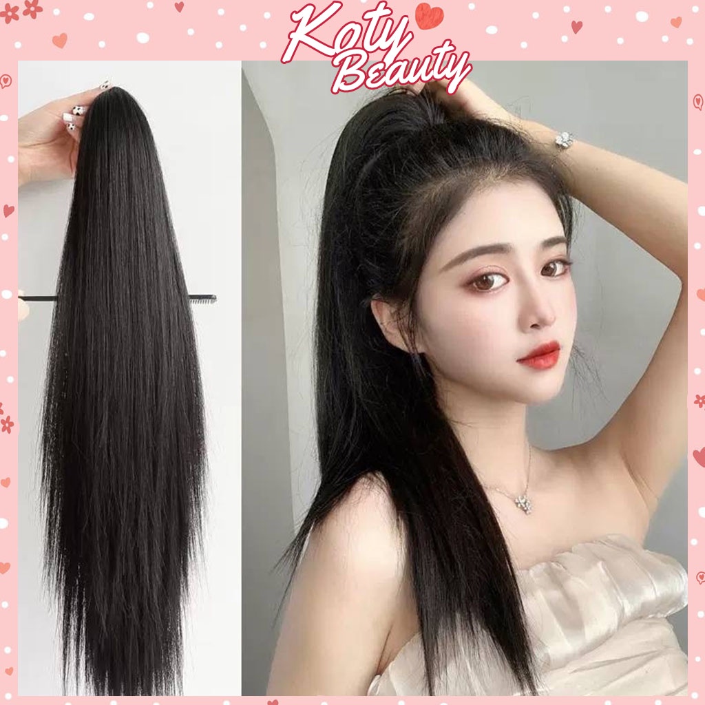 Tóc giả ngoặm thẳng phong cách Hàn Quốc shop Koty, tóc giả cột thẳng dài cho nữ