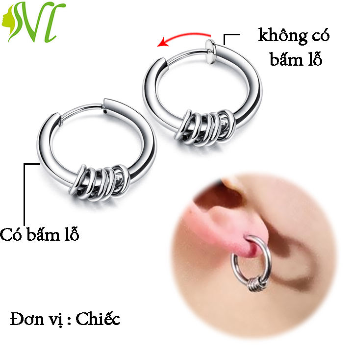Bông tai hipohop inox không đen dị ứng ( 1 cặp)