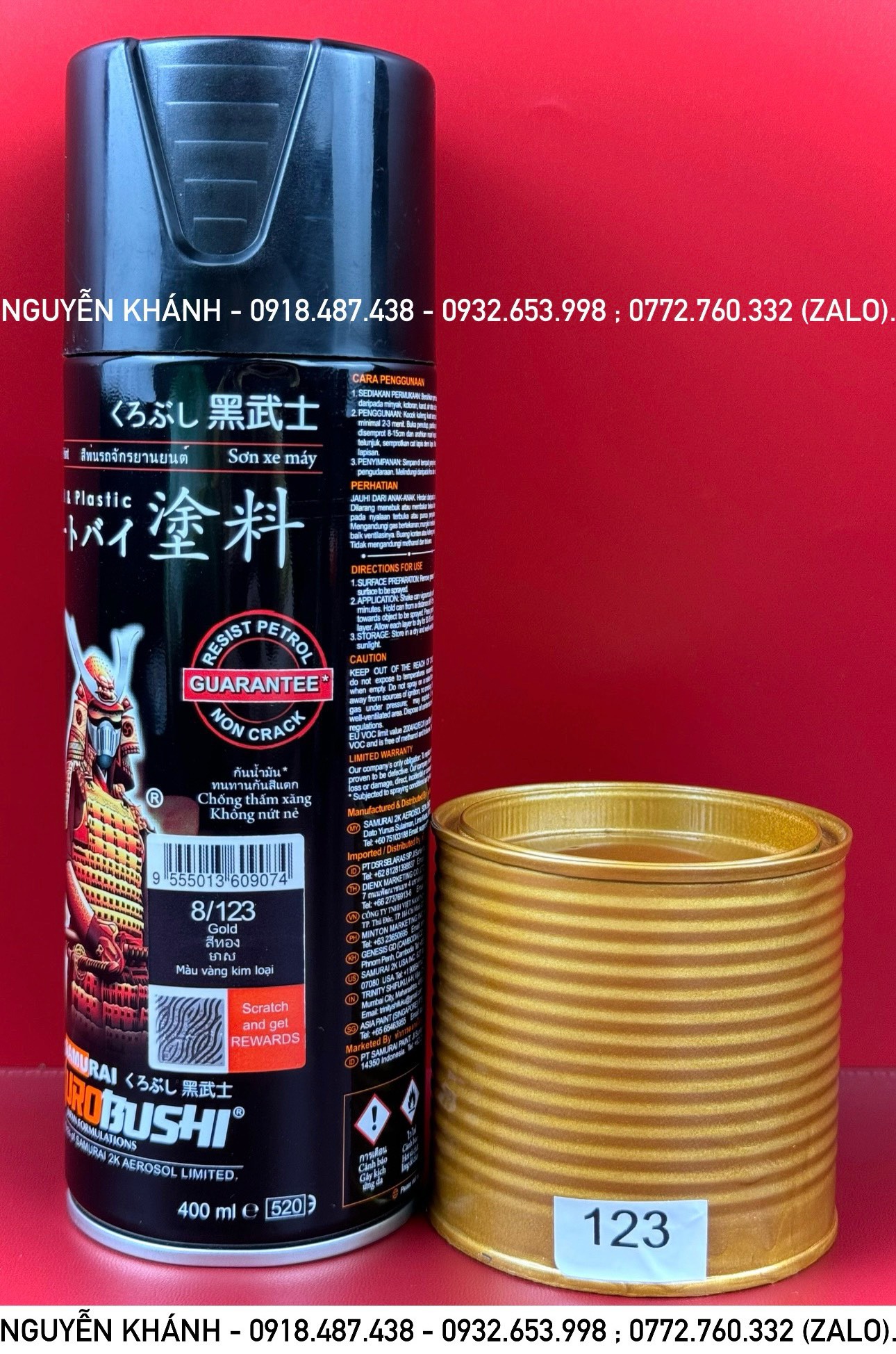 8/123-xịt samurai màu vàng ánh kim