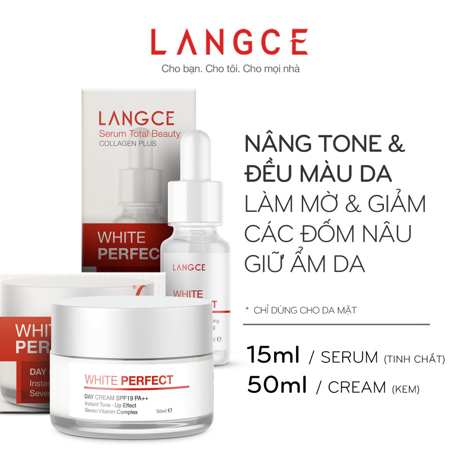 BỘ TRẮNG DA, GIỮ ẨM MỀM MỊN ĐẸP DA WHITE PERFECT Se+Cr LANGCE