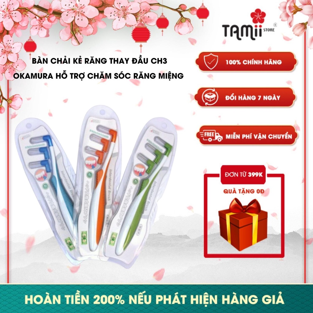 Bàn chải kẻ răng thay đầu ch3 okamura giúp vệ sinh răng miệng tạo hơi thở thơm mát