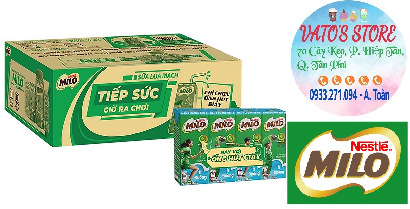 Thùng 48 hộp sữa nước NESTLÉ MILO ít đường 48 hộp x 180ml / Combo 3 lốc 12 hộp sữa nước NESTLE MILO 