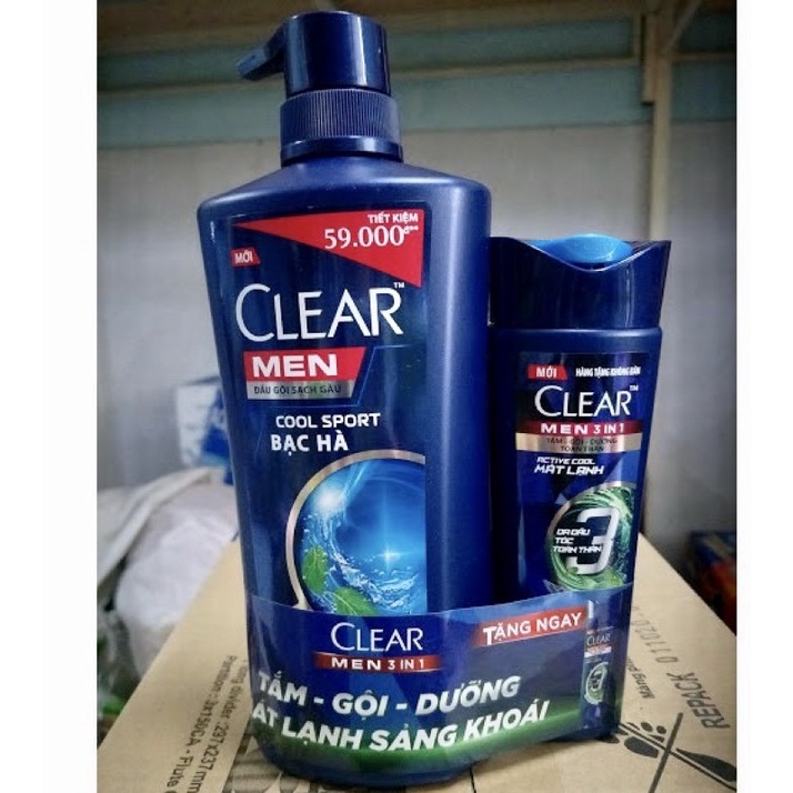 Dầu gội clear men cool sport bạc hà 640g, dầu gội ngăn gàu clear dành cho nam 640g