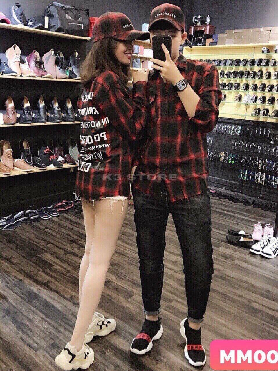 [HCM]Áo Khoác Unisex (có hình thật) Kiểu Dáng Sơ Mi Caro Trắng Đen Phối chữ phong cách Cá Tính