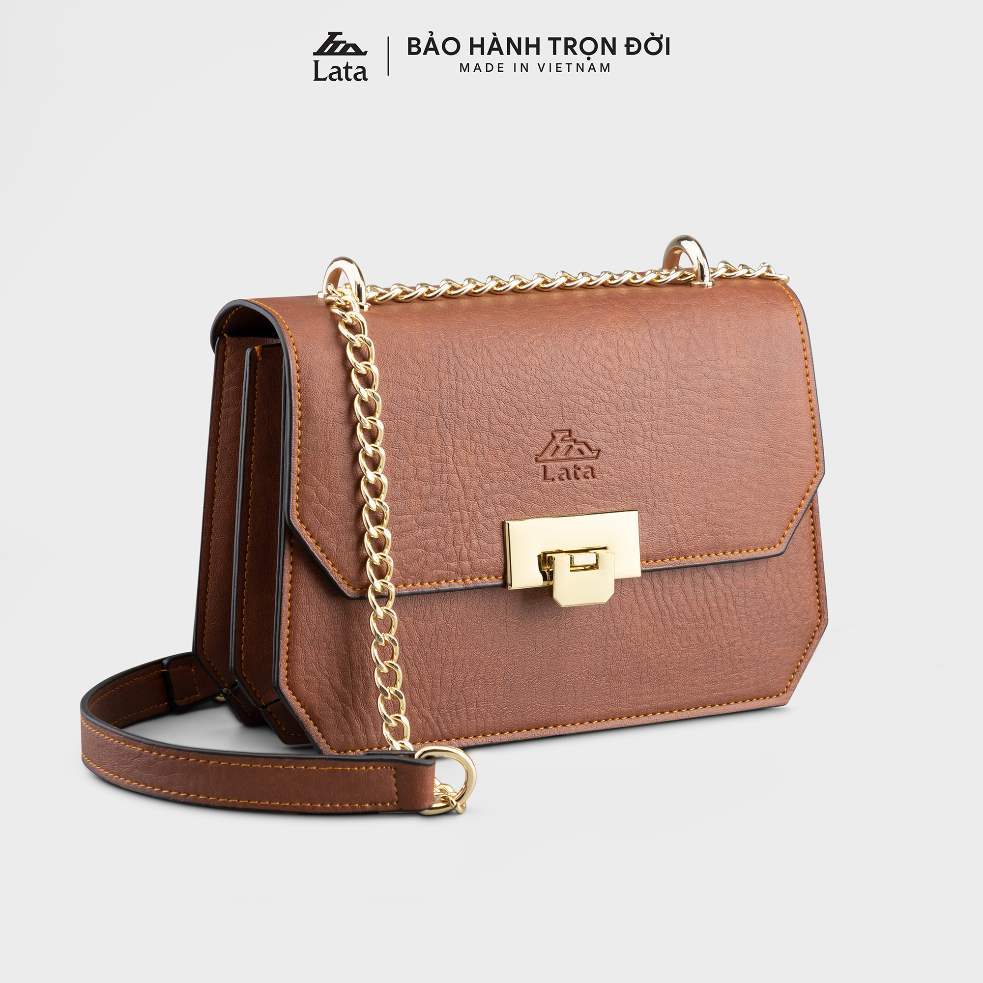 Túi đeo chéo da nữ dáng cổ điển nắp gập Lata HN94