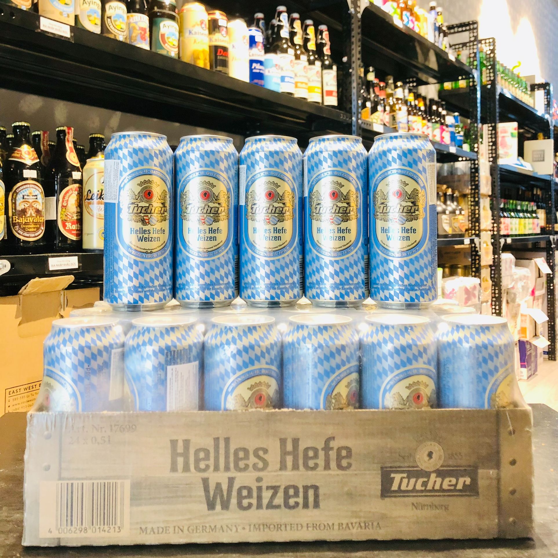 Bia nhập Đức Tucher Helles Hefe Weizen lon 500ml - Thùng 24 lon