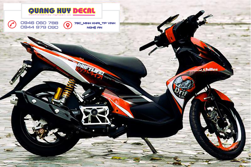 Tem trùm Nouvo đen cam trắng - Độ dán team trùm decal xe máy Nouvo đen cam trắng - Team trùm decal xe máy Nouvo rẻ đẹp và chất