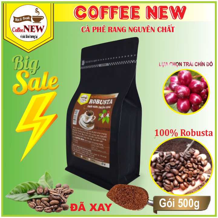 Cà Phê ROBUSTA Đặc Biệt Gói 500g - Rang Mộc Nguyên Chất - Pha Máy Hoặc Pha Phin - Hương Thơm Nồng - Thể Chất Mạnh - Hậu Đậm - Vị Đắng - Coffee New