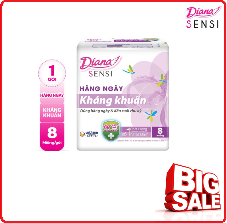 Bvs diana hằng ngày kháng khuẩn gói 8 miếng