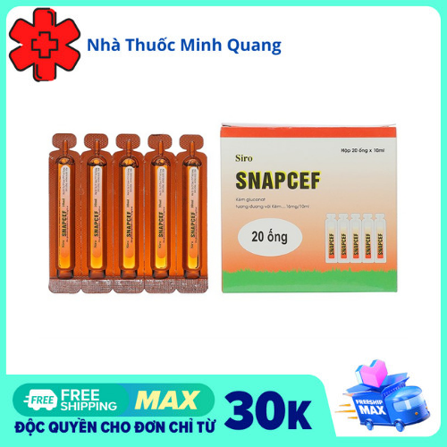 Siro Snapcef 10ml hộp 20 ống - Bổ sung kẽm, phòng còi xương, suy dinh dưỡng, biếng ăn, chậm lớn