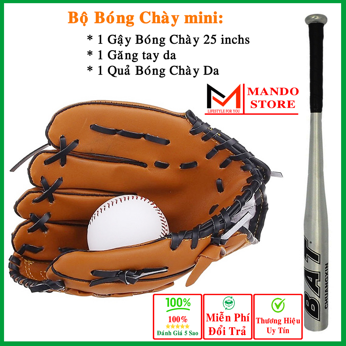 Bộ đồ chơi bóng chày cho trẻ em từ 5 – 15 tuổi – kèm gậy bóng chày bằng nhôm cao cấp full phụ kiện amalife