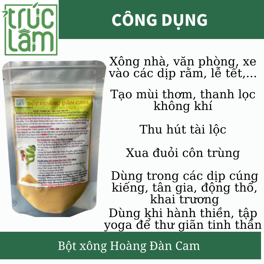Bột xông nhà phong thủy - bột xông hoàng đàn vỏ cam trúc lâm