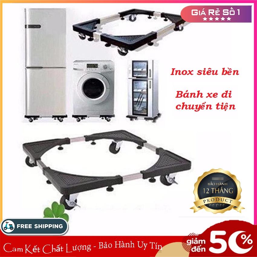 Chân kệ máy giặt, tủ lạnh đa năng - thiết kế 4 bánh xe xoay 360 dễ dàng di chuyển, chất liệu nhựa và inox chắc chắn - kệ để máy giặt có bánh xe, kệ có bánh xe, kệ máy giặt, kệ tủ lạnh có bánh xe - big sale 50% - bibo