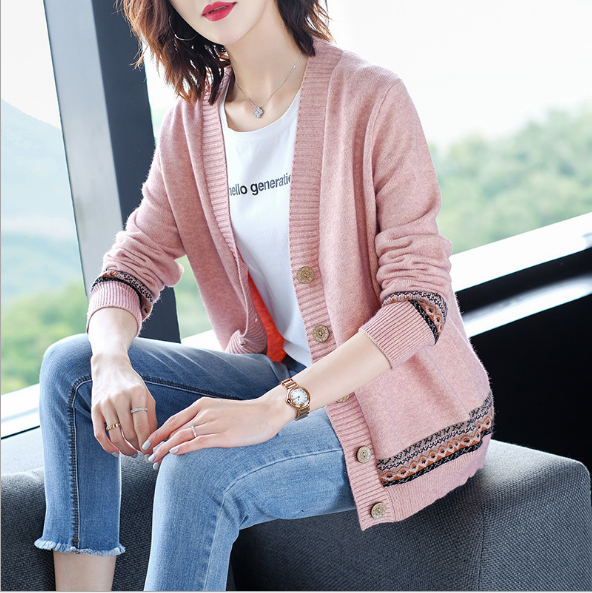 Áo khoác len nữ cardigan họa tiết thổ cẩm