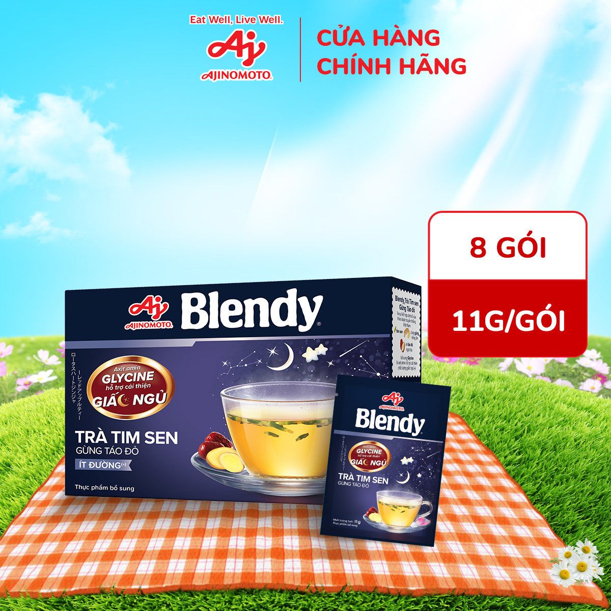 Blendy® Trà Tim sen Gừng Táo đỏ 11g/Gói (1 Hộp 8 Gói)
