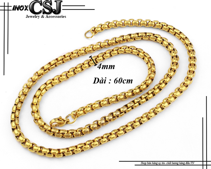 DÂY CHUYỀN INOX KIỂU BÔNG DỪA KHÍT 4LY MẠ VÀNG PHONG CÁCH HÀN QUỐC đẹp mà chất
