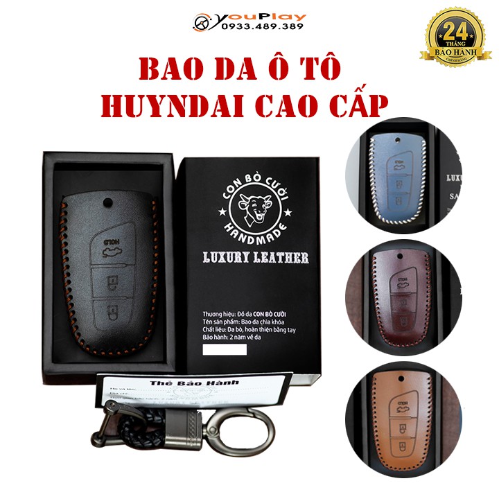 Bao da Chìa khoá Ô tô Hyundai Santafe, Accent, Elantra, Kona, Tuc son, i10... Bọc chìa khoá ô tô