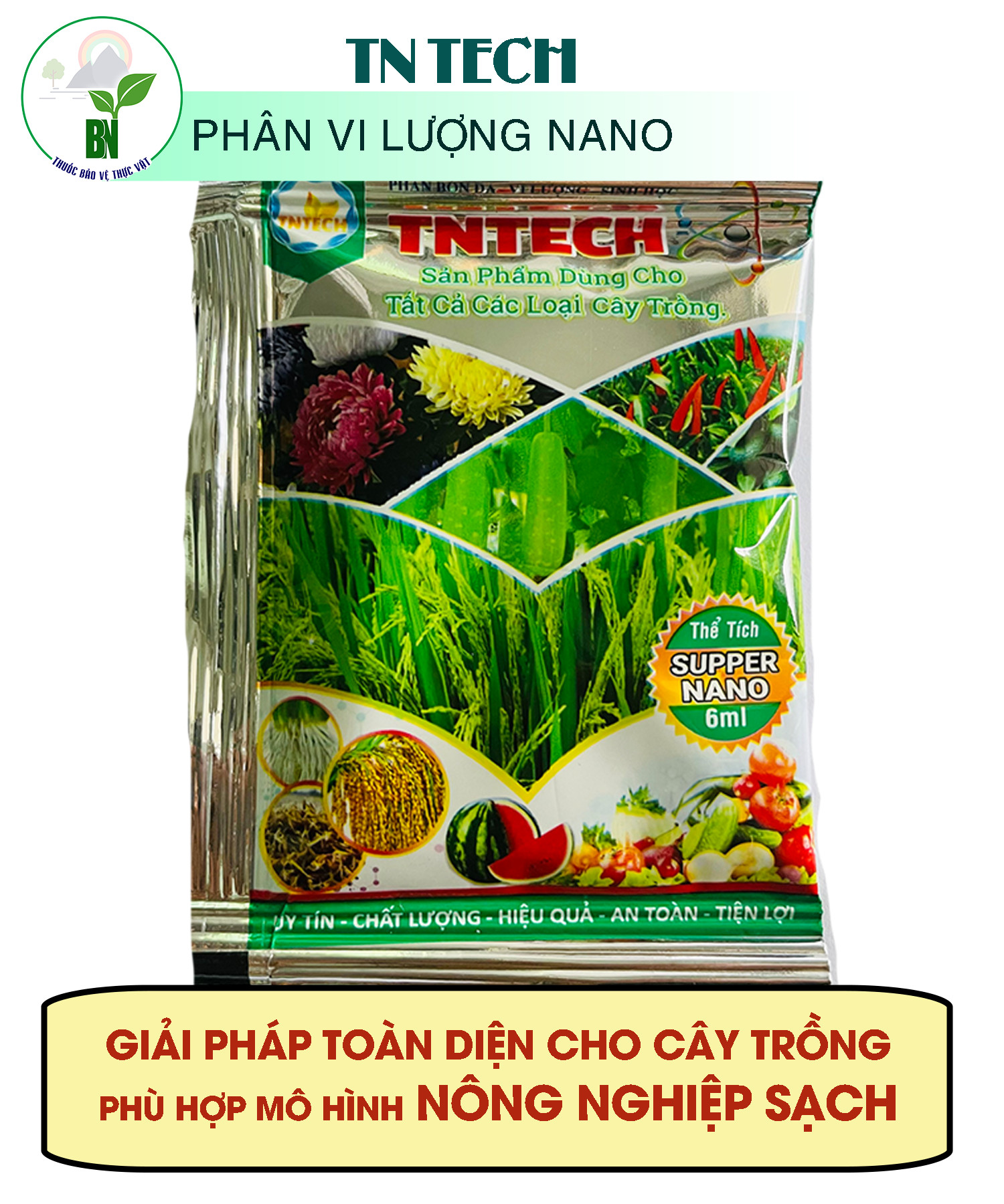Phân bón đa vi lượng TNTECH - Ra rễ, đâm chồi - Kích thích Ra hoa, đậu quả - Chuyên dùng cho rau màu (6 ml/gói)