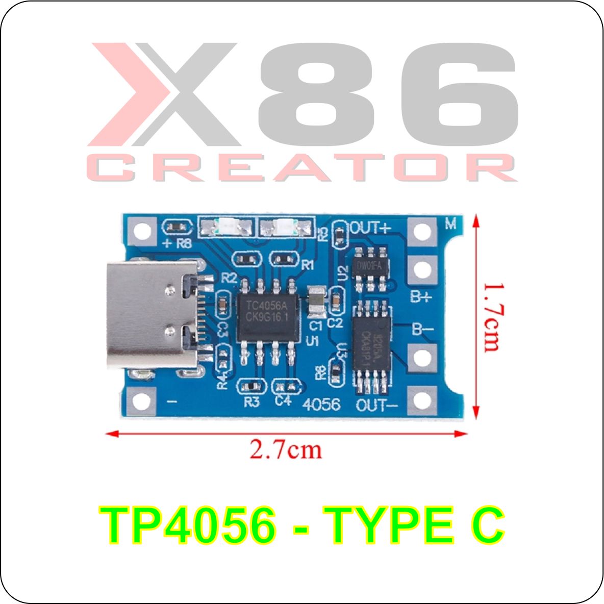 Tp4056 mạch sạc + bảo vệ 1a pin lithium cổng usb type c
