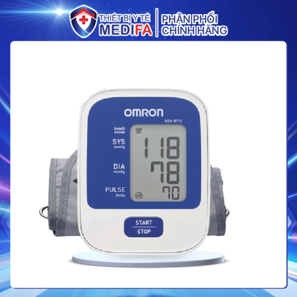 Máy Đo Huyết Áp OMRON HEM-8712 Đo Nhịp Tim, Công Nghệ IntelliSense - Hàng Chính Hãng, Bảo Hành 5 Năm
