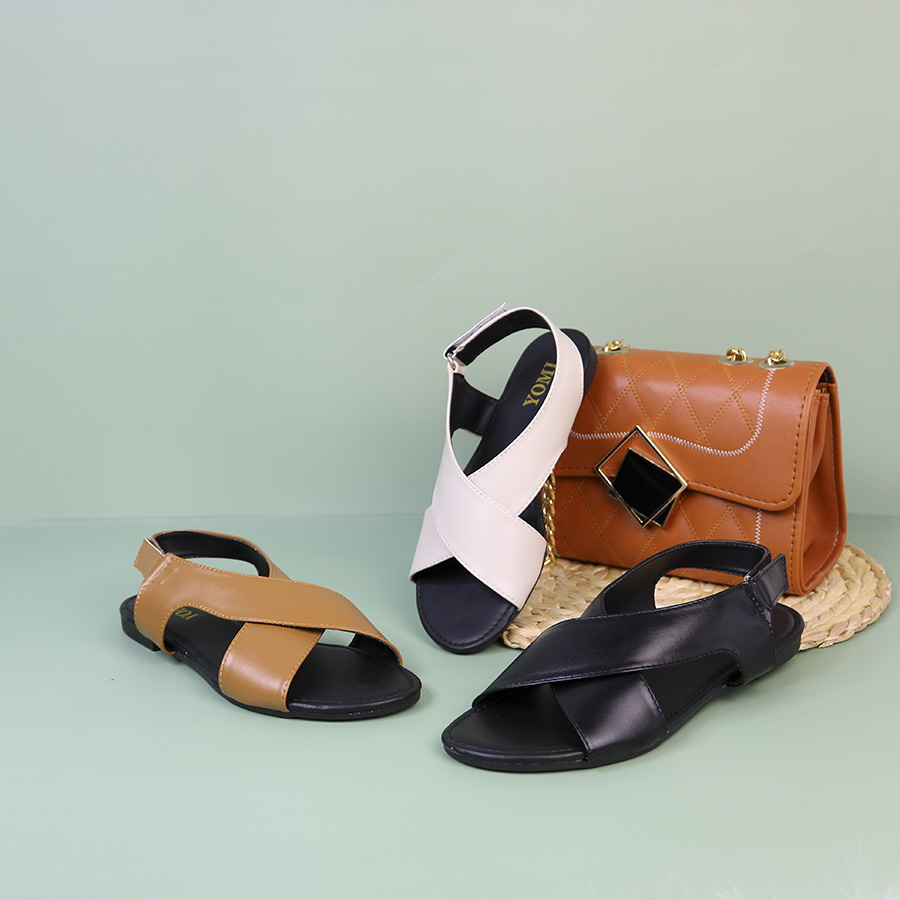 Sandal bệt quai chéo hở gót thời trang YOMI