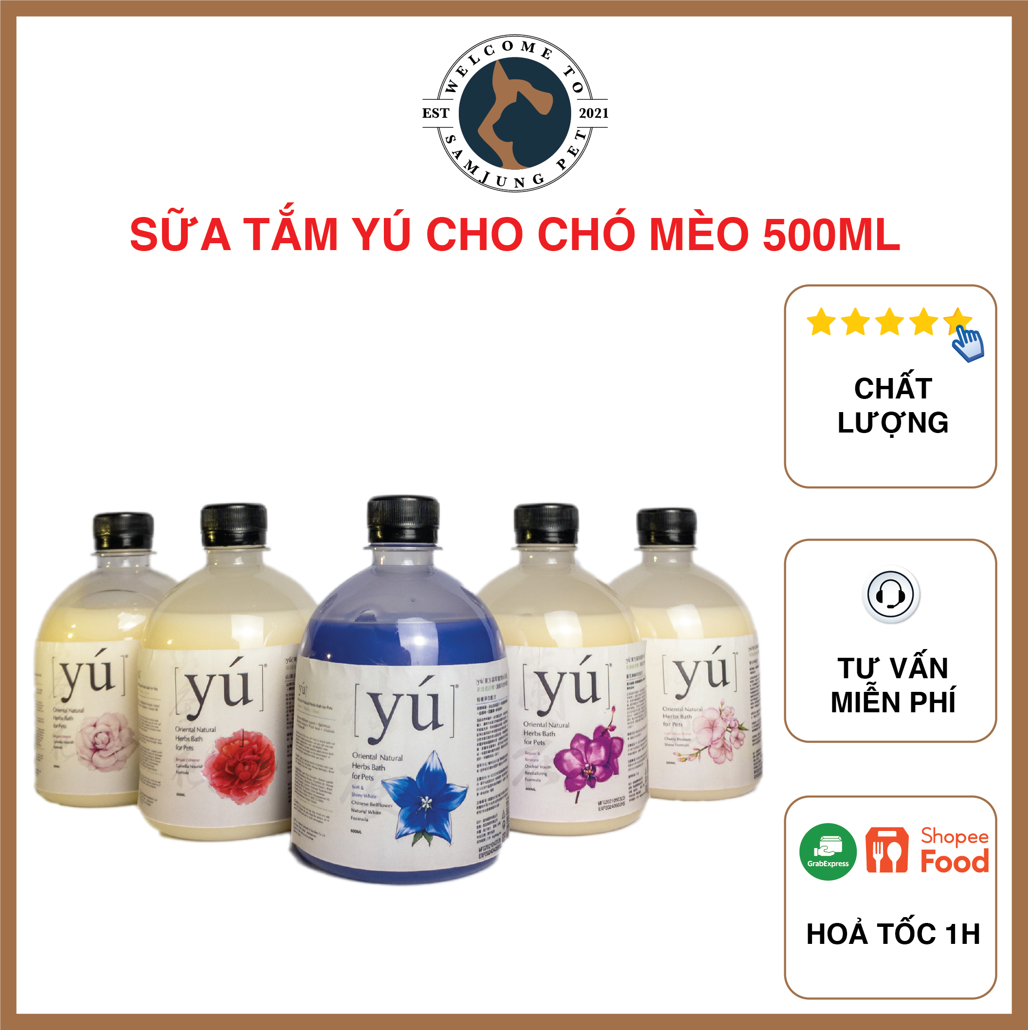 Sữa tắm yú cho chó mèo đủ mùi - SamJung Pets