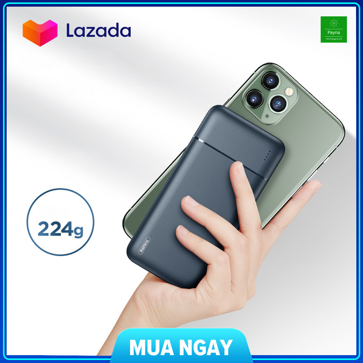 Pin sạc dự phòng remax 10.000mah model rpp-96 2 cổng sạc usb nhỏ gọn bảo hành 3 tháng